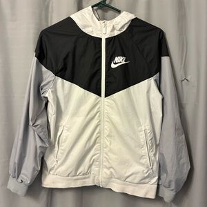 Nike Kids Black, White & Light Gray Hooded Windbreaker